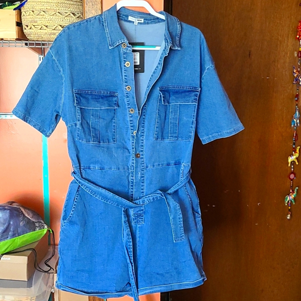 Fashion Nova Denim Romper